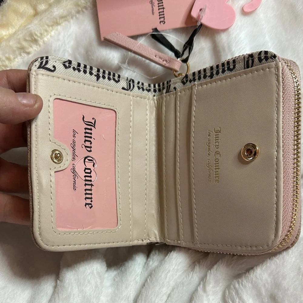 Juicy Couture Beige Wallet with Pink and Green Strawberry Charm